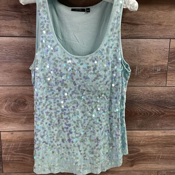 Apt 9 Ladies Sequined Tank Top , Size Large, Light Teal - Picture 2 of 6